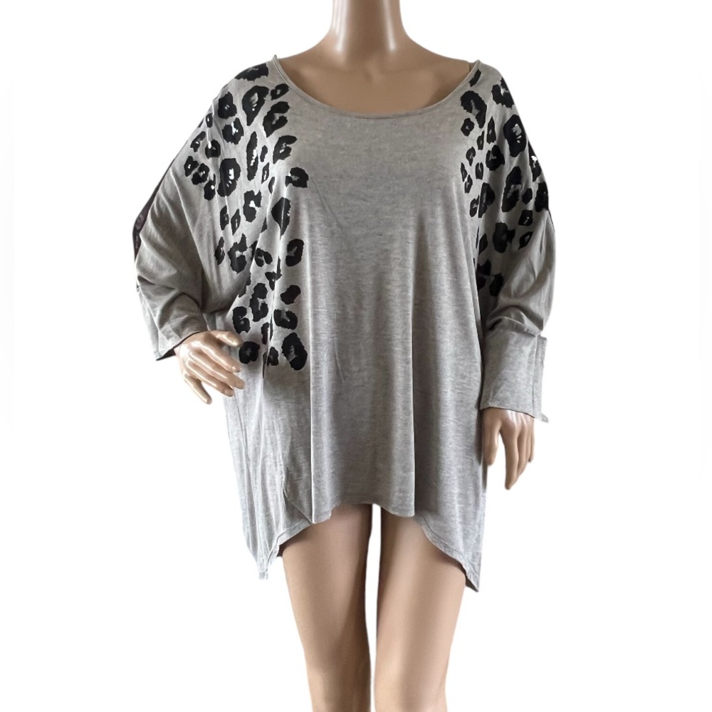 Torrid Leopard Print High-Low Lace Trimmed 3/4 Sleeve Top